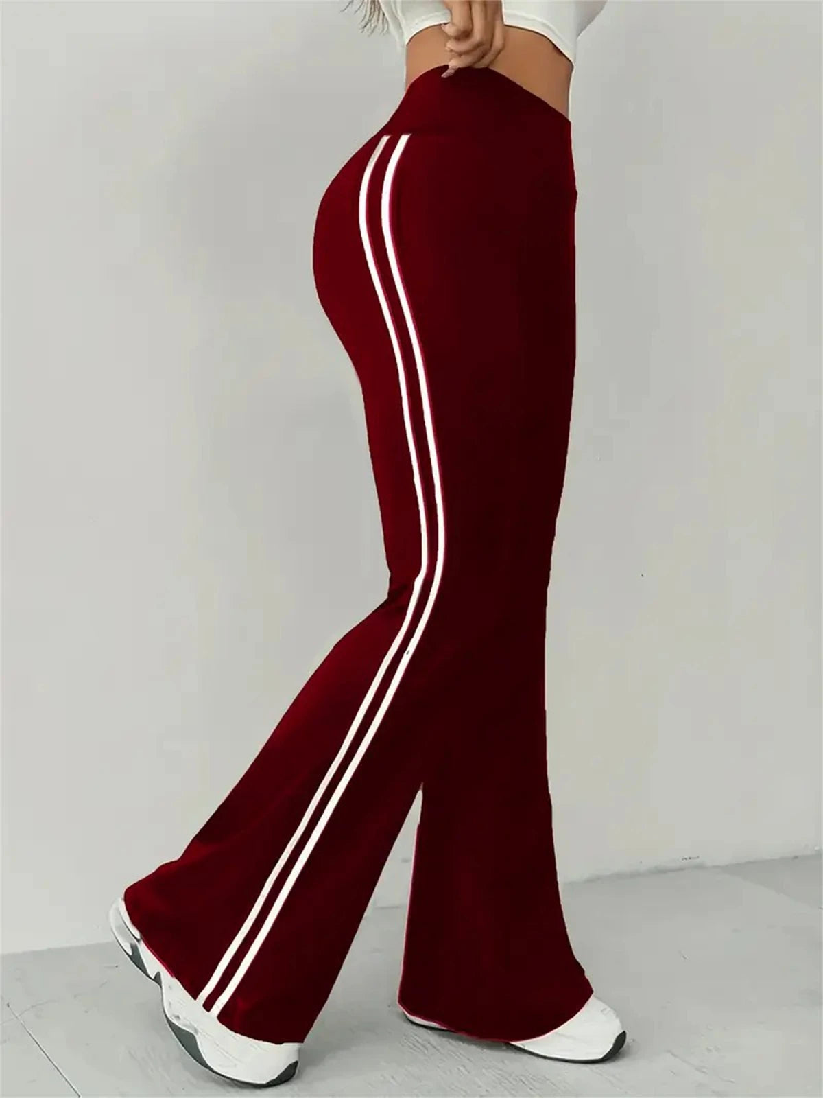 Women's Slim Casual Flare Pants Hight Waist Fashin Micro Pull Trousers