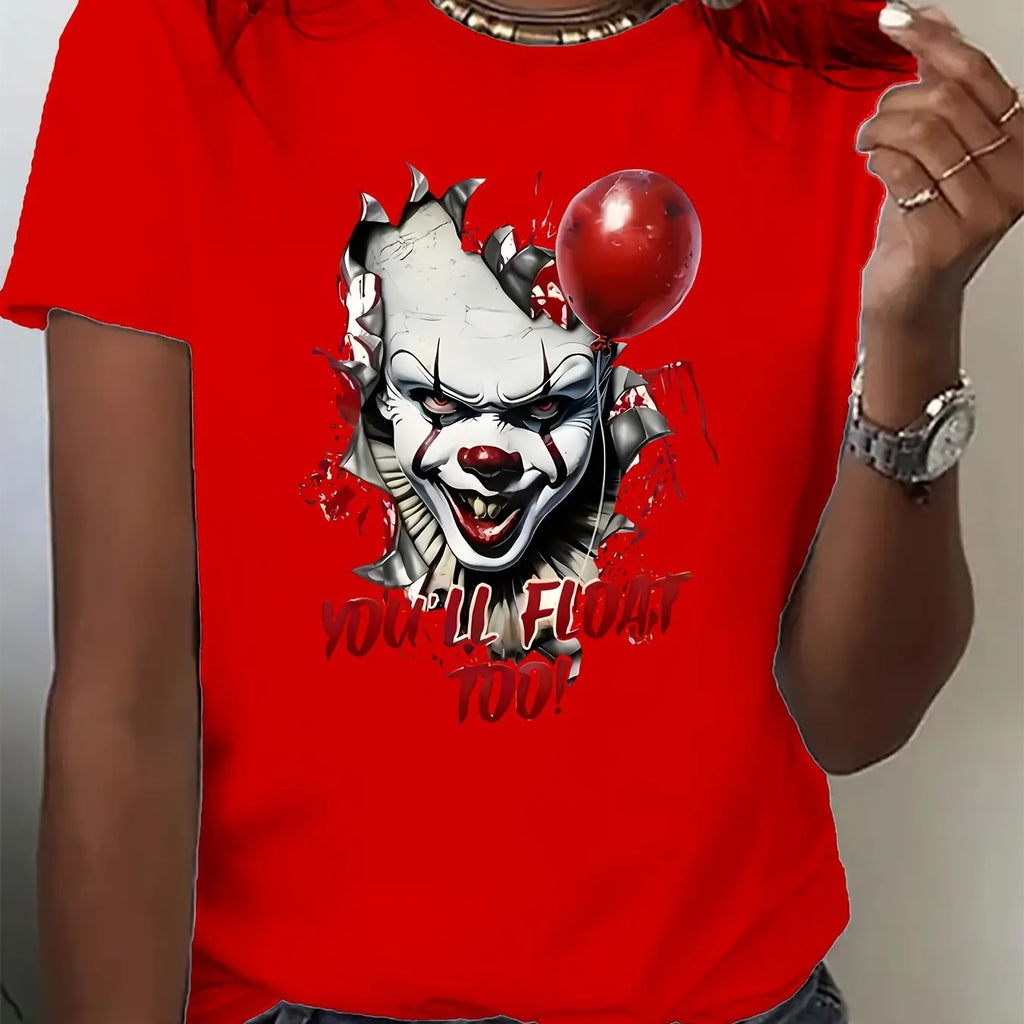 The Latest Hot-selling Popular Horror-themed Pattern Short-sleeved Loose and Breathable Women's Crew Neck Cotton T-shirt