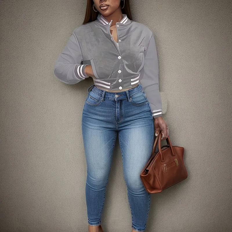 Spring and Autumn European and N Women's Pure Color Jacket