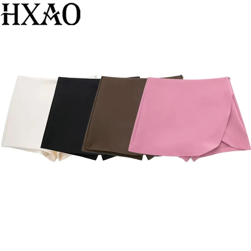 HXAO Women's Skirt Shorts 2024 Autumn Ladies Fashion Casual High Waist