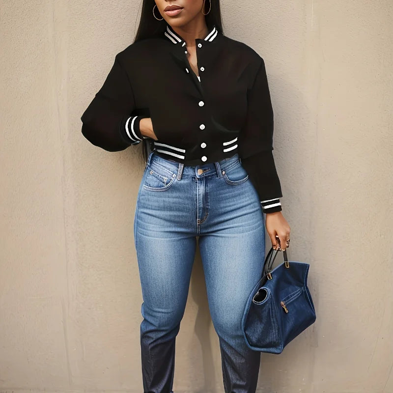 Spring and Autumn European and N Women's Pure Color Jacket