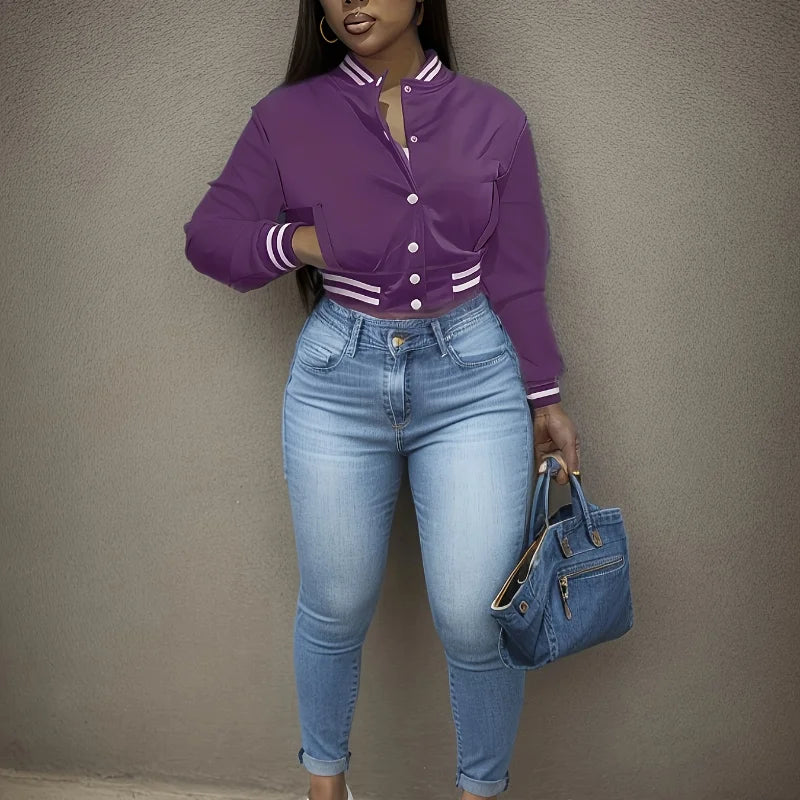 Spring and Autumn European and N Women's Pure Color Jacket