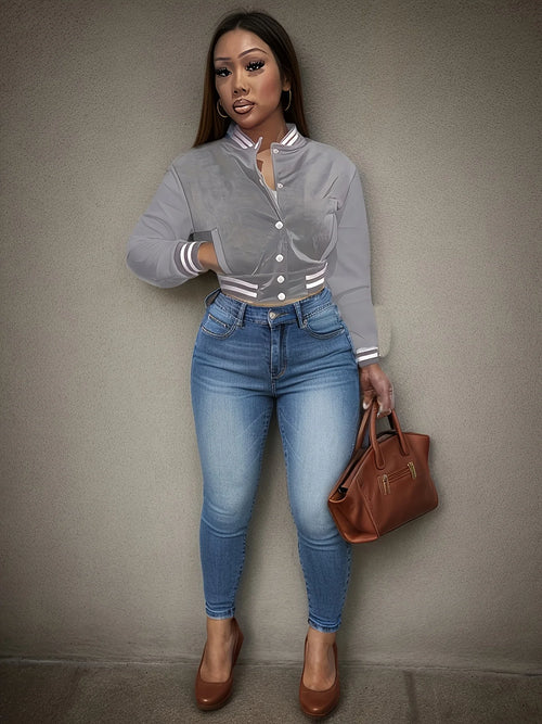 Spring and Autumn European and N Women's Pure Color Jacket